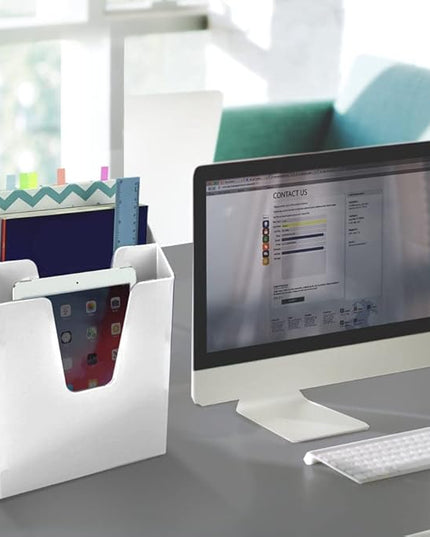 Acrimet Vertical Triple File Folder Holder Organizer, File Sorter (Plastic) (White Color)
