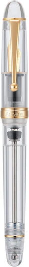 Asvine V126 Vacuum Filling Fountain Pen, Clear Demonstrator Acrylic Stub Nib 1.1mm Calligraphy Art Drawing with Case Set
