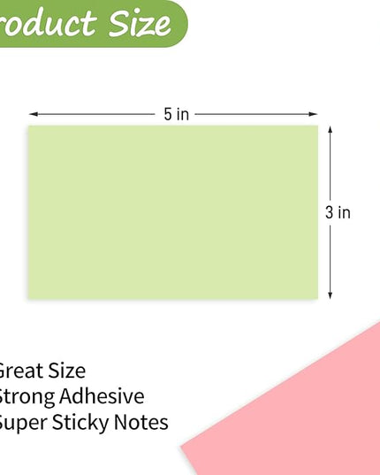 480 Sheets 3x5 Inches Large Sticky Notes,Self-Stick Post Stickies Colorful Super Sticking Power Memo Pads for Teacher Supply,School and Office