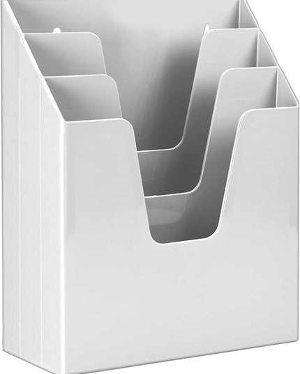 Acrimet Vertical Triple File Folder Holder Organizer, File Sorter (Plastic) (White Color)