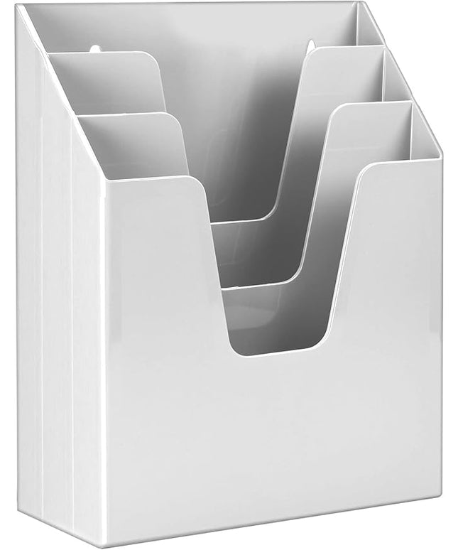 Acrimet Vertical Triple File Folder Holder Organizer, File Sorter (Plastic) (White Color)