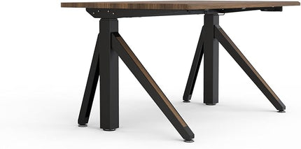 DEZCTOP Revon Pro Electric Standing Desk, 47.2" x 31.5" Large Work Surface, Height Adjustable (27.6"-47.2"), Sturdy Keel Frame, with Magnetic Modular System, Anti-Collision, Walnut for Home Office