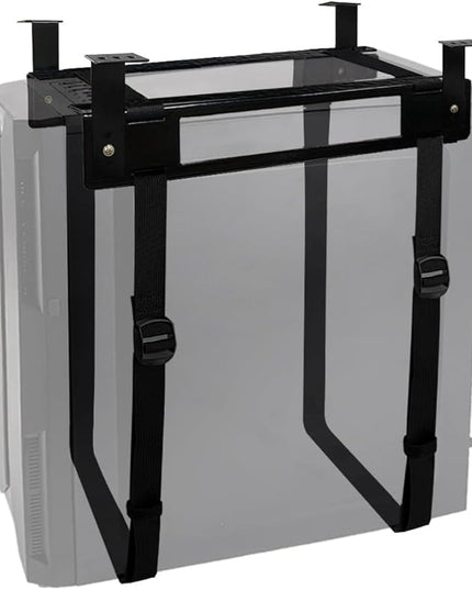 Under Desk PC Mount with Anti Scratch Sponge, Adjustable CPU Holder Bracket for Computer Tower (Black, Fixed)
