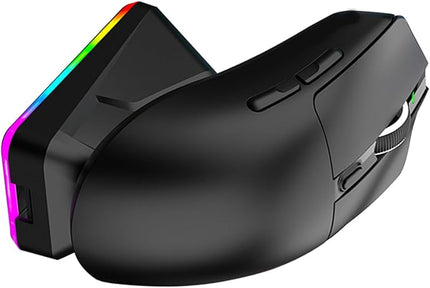 Lightweight Gaming Mouse, RGB Light 3 Mode Connection with 6 Adjustable DPI 800 12000, 7 Customizable Buttons, with Magnetic Charging Base (Black)