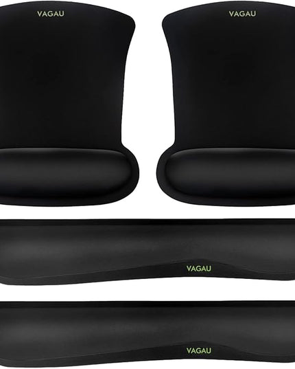 VAGAU Premium Keyboard Wrist Rest and Mouse Pad Wrist Support, Ergonomic Memory Foam Set for Office, Laptop, Mac, Computer and Gaming, Comfortable Typing &Wrist Pain Relief (2 Pack)