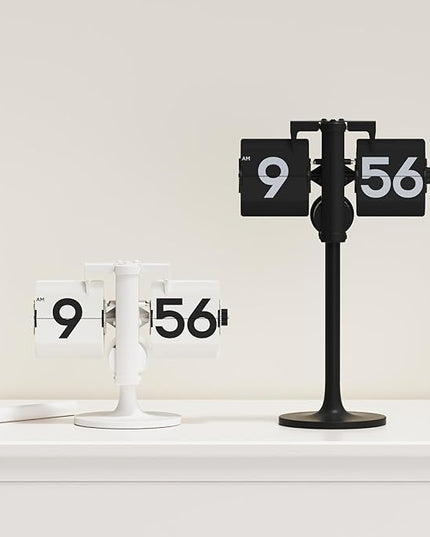 mooas Standing Height Adjustable Flip Desk Clock (Black), Retro Vintage Analog Design Flip Clock Standing Clock Battery Operated, for Home Living Room Office School Hotel