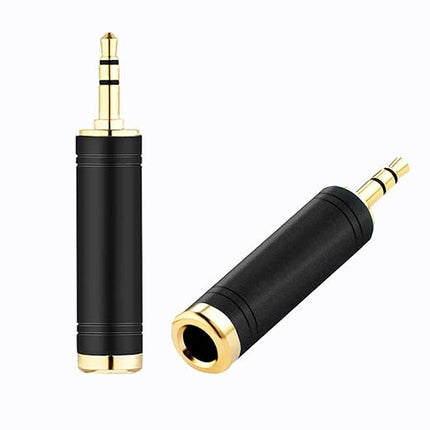 Tisino 1/4 to 3.5mm Stereo Adapter, 1/4 inch Female to 1/8 inch Male Mini Jack Aux Converter Headphone Adapter - Black, 1PCS
