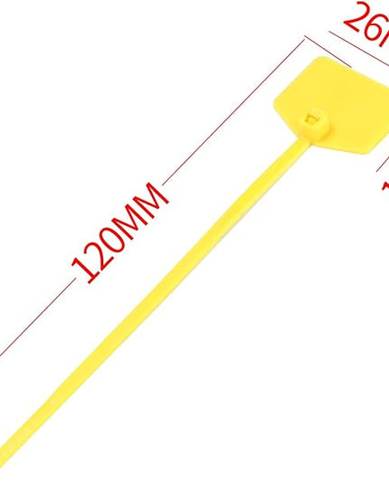 4 in Marker Nylon Cable Ties, Plastic Water Proof Tags, Self-Locking Written-on Cable Marker, Security Seals Label for Cabling, Wire Marking Label, Shipping Hanging Tags - Yellow/ 100pcs