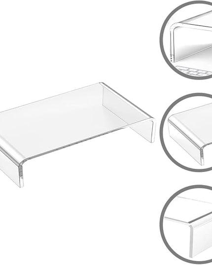 Uonlytech Acrylic Monitor Riser Stand Small Computer Heightening Base for Office Desk Laptop Display Shelf