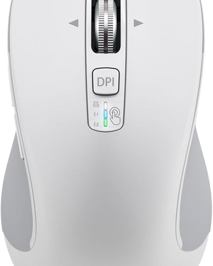 Wireless Bluetooth Mouse (USB + BT1 + BT2), Full Size, 4-Way Scrolling, Multi-Device Silent Mouse for Computer, Laptop, iPad, MacBook (White)