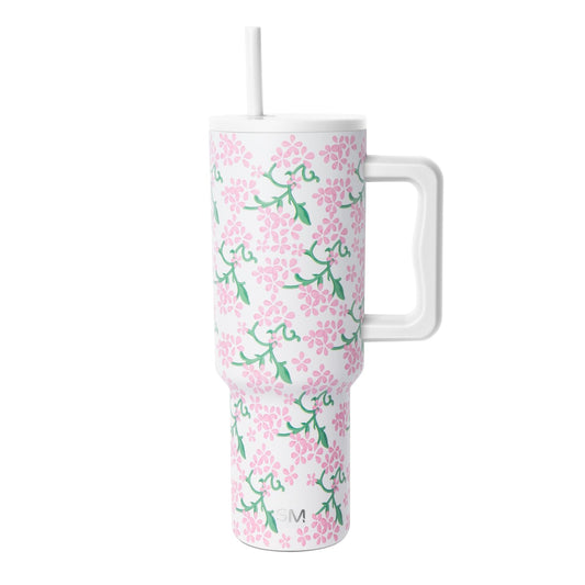 Simple Modern Tumbler with Handle and Straw | 40oz | Floral