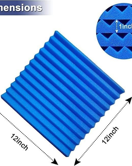 52 Pack Acoustic Foam Panels 1" x 12" x 12"Acoustic Wedge Studio Foam Sound Absorption Wall Panels (Black/Blue)
