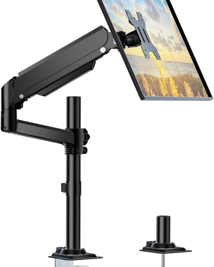WALI Single Monitor Arm 13-32 Inch, Single Monitor Mount, Vesa Desk Mount up to 19.8lbs Gas Spring Arm with Clamp, VESA 75x75mm or 100x100mm Compatibility(GSDM001), Black
