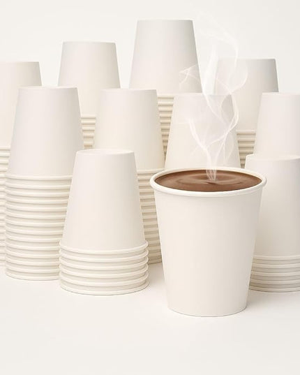 360 Count Pack 12 oz Disposable Paper Coffee Cups, Hot & Cold Drink Cups for Coffee, Tea, Juice, Leak-Proof Food Safe White Paper Cups for Home, Office, Cafes, Travel,