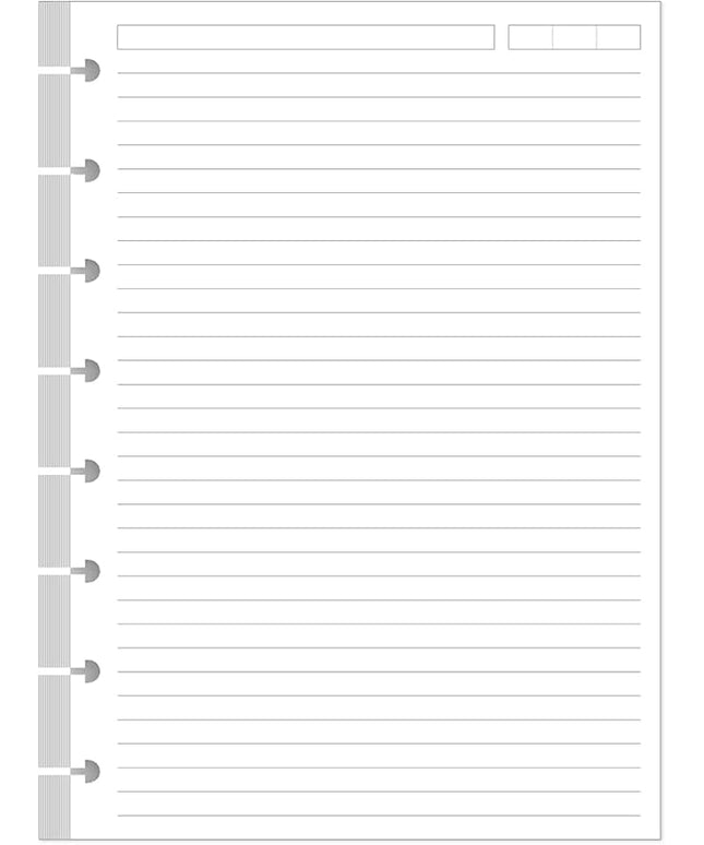 Junior Size Lined Refill Paper - A5 Note-Taking System 8 Disc Discbound Refill Pages, 100Sheets / 200Pages Loose-Leaf Paper, 100gsm, White, 5.8" x 8.3"