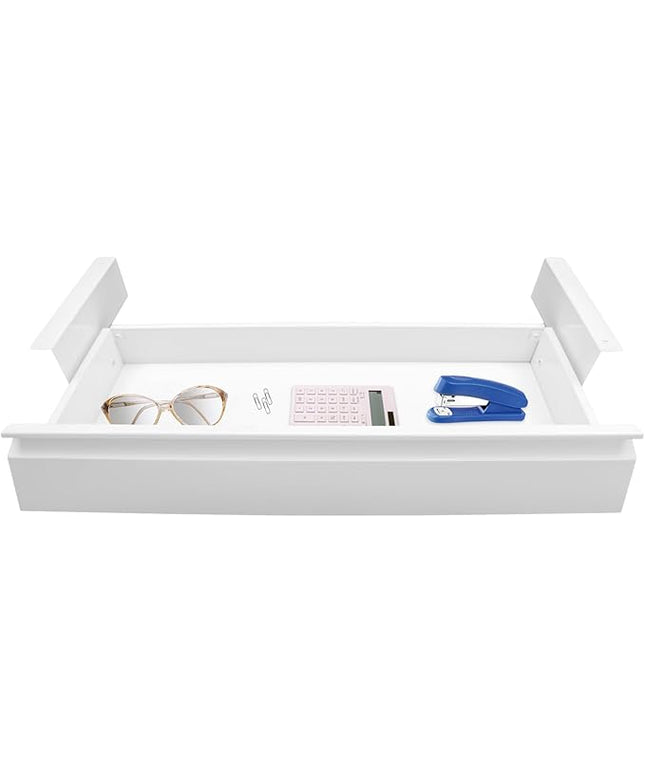 22" Under Desk Drawer Slide Out For Office Desk, Storage Organizer For Sit Stand Workstation, White