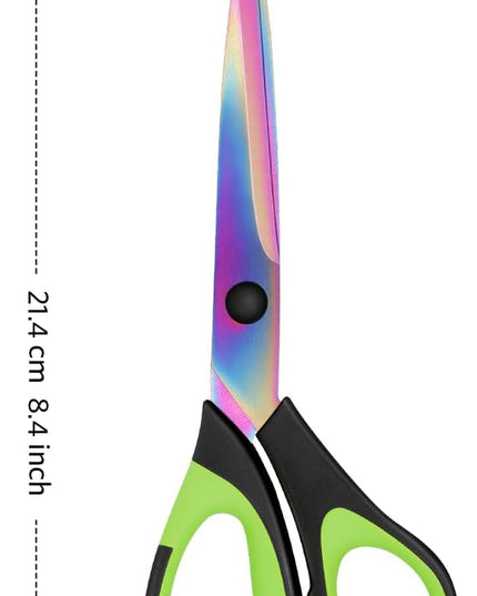 Uaugulft Sewing Scissors, Sharp Titanium Coating Blades, Soft Grip Handle, Multi-Purpose Scissors Set of 3 Suitable for Families, Office, and School Use, Blue Black, Purple Pink and Green Black