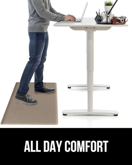 GORILLA GRIP 2 Pack Comfortable Cushioned Kitchen Mats for Floor, 17x29 + 17x59, Waterproof and Stain Resistant, 1/2 Inch Thick Soft Ergonomic Standing Desk Anti Fatigue Mat, Foam Supports Feet, Beige