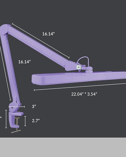 Neatfi XL 2,500 Lumens LED Task Lamp, 22 Inches Wide, 30W, 162 Pcs SMD LED, Eye-Caring, Desk Light with Clamp for Home, Office, and Study Room (Non-CCT, Lavender)