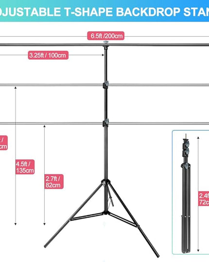 Green Screen Backdrop with Stand for Streaming, 6.5X 10ft (WxH) Protable Green Screen with 6.3 x 6.5 ft Stand kit, Greenscreen Background with Stand Carrying Bag 5 Spring Clamps