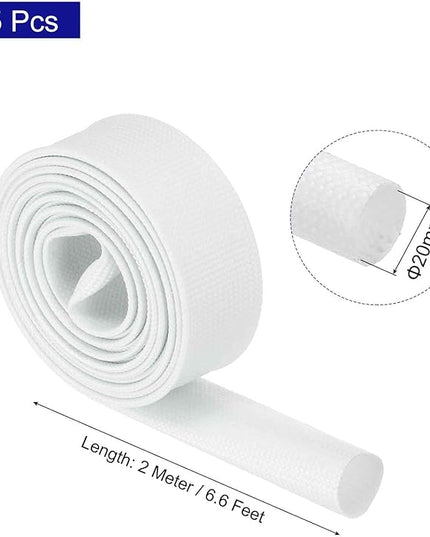 MECCANIXITY 5Pcs Wire Insulation Braid Fire Sleeve,6.6Ft-20mm ID White, High Temp Silicone Coated Fiberglass Sleeving for Automotive Hose Lines Electrical Wiring