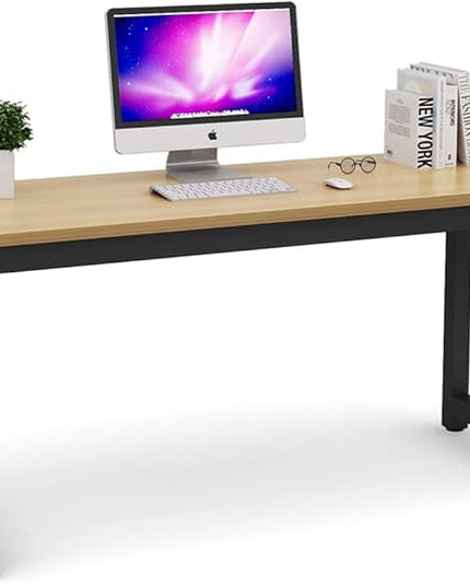 Tribesigns Computer Desk, Large Office Desk Computer Table Study Writing Desk for Home Office, Walnut + Black Leg, 63 X 23.6 inch