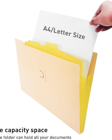 6 PCS Expanding File Folders,A4 Letter Size Accordion Document Organizer,5 Pocket Expandable File Folder,Plastic File Organizer with 72 Labels,Snap Closure for School Office Supplies