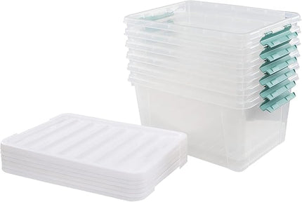 35 Qt Storage Box with Clip Lid, 6 Packs, Clear Plastic Storage Container Bin