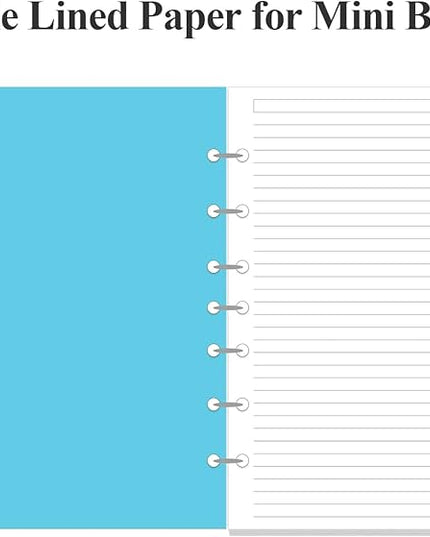 7-Hole Lined Paper Refills for Mini Binder - 100 Sheets/200 Pages 7 Ring Loose Leaf Lined Paper with Binder Dividers, 5.8" x 8.5"