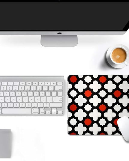 Red Lattice Tile High Contrast Square Mouse pad, Texture, Waterproof, Anti Slip Rubber Base, Computer Mouse pad, Laptop Mouse pad