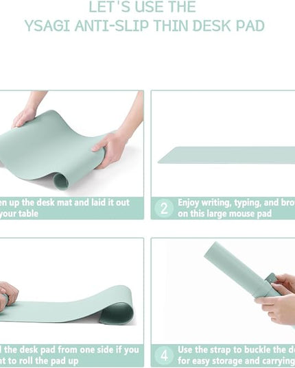 YSAGi Non-Slip Leather Desk Pad, Waterproof Laptop Computer Desk Keyboard Mat, Table Protector Blotter Mat, Large Mouse Pad for Office/Work/Home/Decor(Mint Green, 31.5" x 15.7")