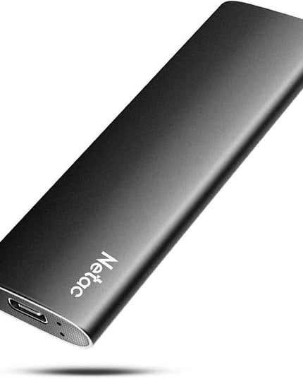 Netac 500GB Portable SSD USB 3.2 Gen 2 (10 Gbps, Type-C) External Solid State Drive Backup Slim Portable Drive for File Storage/Business Travel Essential, Rapid Read & Write Low Noise, Zslim
