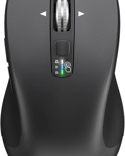 Wireless Bluetooth Mouse (USB + BT1 + BT2), Full Size Mouse, 4-Way Scrolling, Multi-Device Silent for Computer, Laptop, iPad, MacBook (Grey)