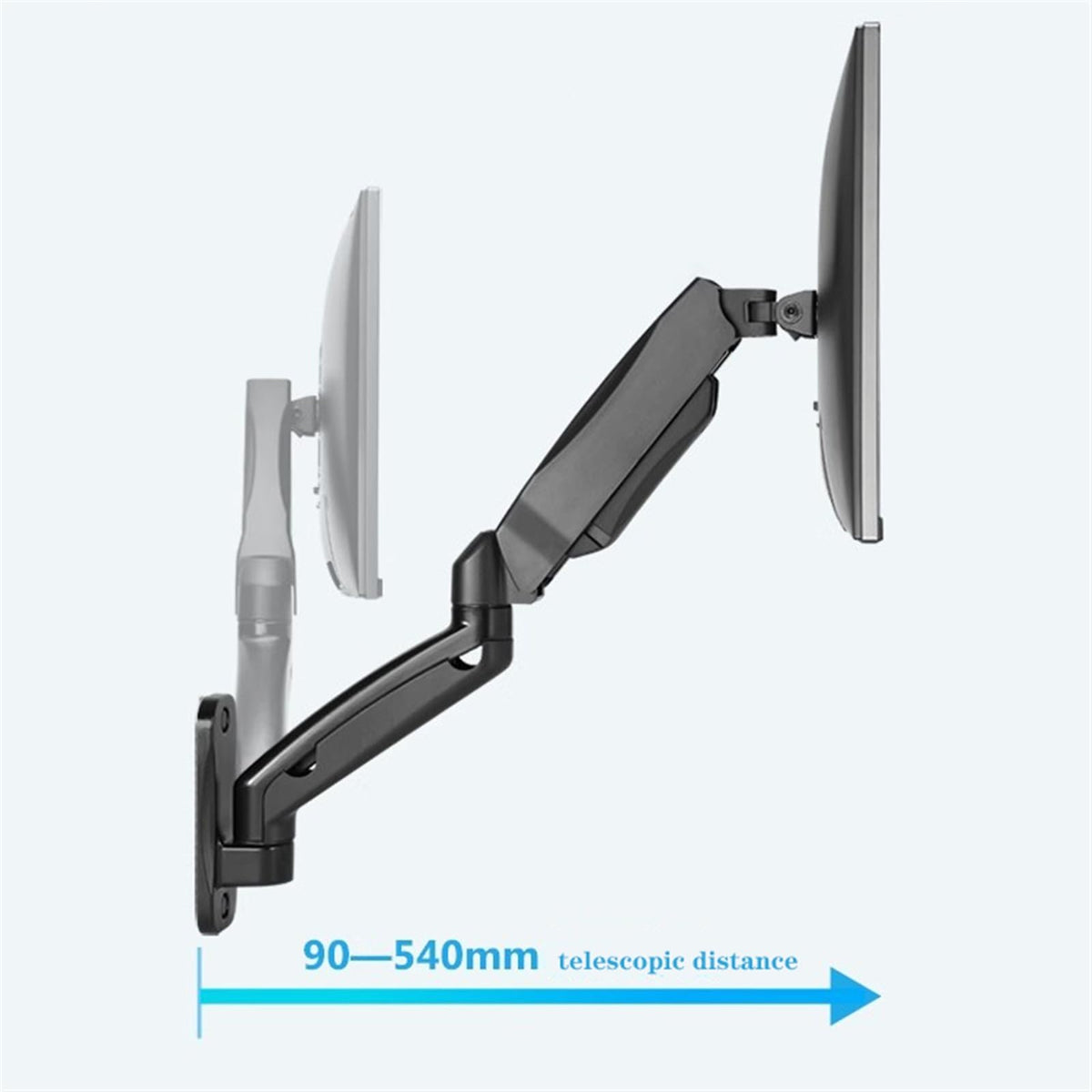 UYCVT Monitor Desk Mount Wall Mounted Single Monitor Arm for Max 32 Inch Screens, Fully Adjustable Gas Spring Monitor Mount Holds 2.2-19.8Lbs, Vesa 75X75Mm/100X100Mm, Black Com
