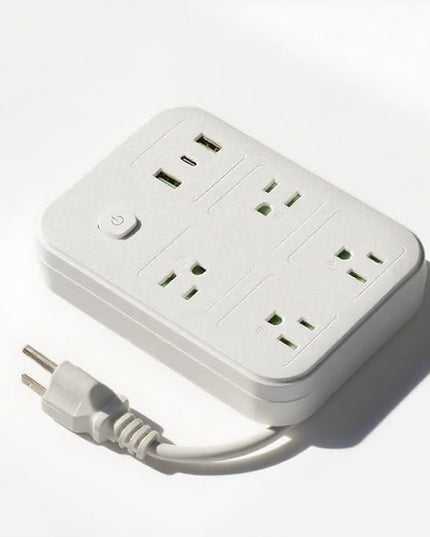 6Ft Extension Cord with Multiple Outlets, Surge Protector Power Strip 4 AC Outlet s & 3 USB Ports Dual Voltage Multi Plug Outlet Extender for Home, Office, Dorm Room Essentials, White