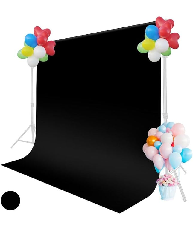 Black Backdrop for Photoshoot, 5x6.5ft Black Photo Backdrop Background, 1.5x2m Collapsible Fabric Backdrop Curtain, Portrait Back Drop Cloth, Content Creator Backdrops for Video Recording