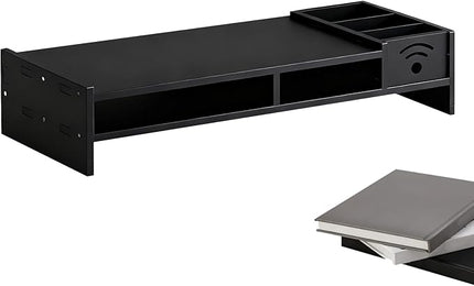 Two Tier Shelf Monitor Stand For Desk, 4.3 Inch Height Monitor Riser With Storage Organizer, Desktop Computer Riser, For Home