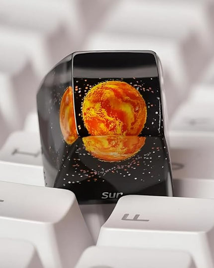 Sun Planet Artisan Keycap R1 SA Profile 1U ESC Custom Solar System Planets Keycaps Handmade Resin Gaming Galaxy Key Cap Cherry MX Switch Compatible Mechanical Keyboard Space Lover Gift