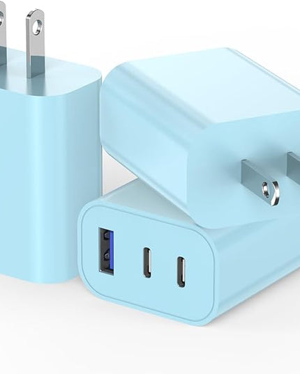 USB C Fast Charger Block 35W, 3-Pack PD Wall Charger for Apple iPhone 17 Fast Charging, Multiport Type C Charging Block for iPhone 17/17 Air/17 Pro/17 Pro Max/16/15/14/13/12, iPad Pro, iPad Air, iPad