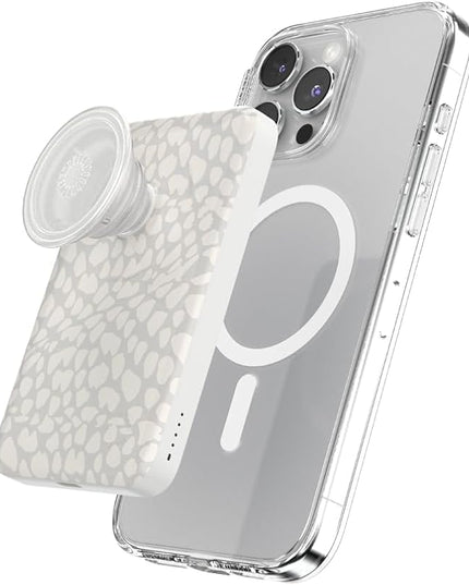 PopSockets PowerPack for MagSafe, Portable Phone Charger, Magnetic Wireless Portable Charger, 5000mAh - Horchata Fossil