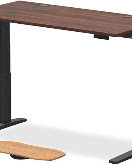 UPLIFTDESK V3 2-Leg Walnut Laminate Wood Standing Desk – Adjustable Height, Advanced 1-Touch Memory Keypad, Under Desk Cable Management, Wire Grommets & Rocker Board (Black C-Frame, 60 x 30 inch)