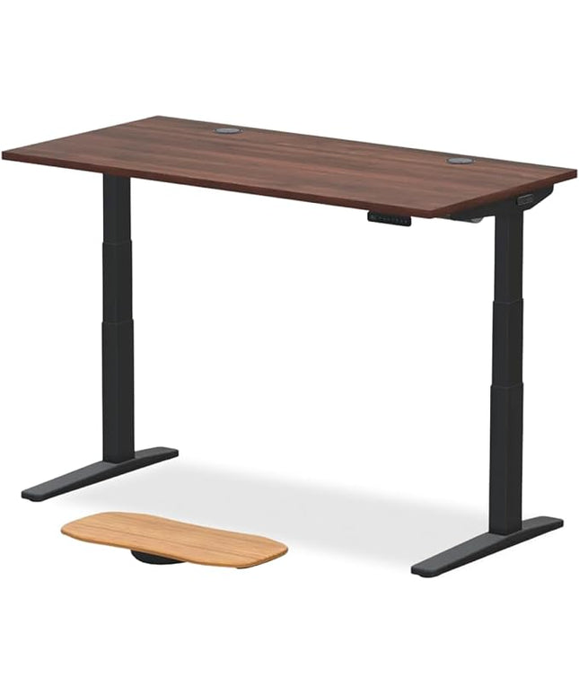 UPLIFTDESK V3 2-Leg Walnut Laminate Wood Standing Desk – Adjustable Height, Advanced 1-Touch Memory Keypad, Under Desk Cable Management, Wire Grommets & Rocker Board (Black C-Frame, 60 x 30 inch)