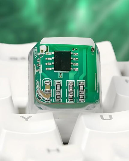 Green Circuit Board Artisan Keycap R1 OEM Profile Custom Keycaps 1U ESC Handmade Gaming Resin Key Cap Cherry MX Switch Compatible Mechanical Keyboard Tech Lover Gift