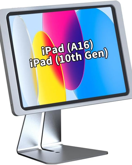 Magnetic Stand on Desk with Charging Case A8 for iPad (A16/ 10th Generation) 10.9-Inch, Classic L Shape, Sturdy Metal Base, Strong Magnets, 360 Rotation, 90 Tilt