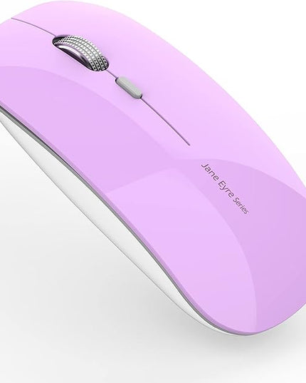 Uciefy Q5 Slim Rechargeable Wireless Mouse, 2.4G Portable Optical Silent Ultra Thin Wireless Computer Mouse with USB Receiver and Type C Adapter, Compatible with PC, Laptop, Desktop (Purple)