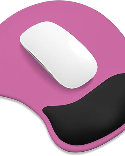ITNRSIIET Ergonomic Mouse Pad, Cushioned Gel Wrist Rest, Non-Slip Base, Smooth Surface, Cute Multi-Color, 9.5 x 8.2 in, Black-Pink Contrast