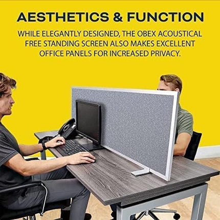 OBEX Acoustical Free Standing Privacy Screen, Cubicle Accessories Desk Privacy Panel, Desk Dividers for Office, Office Furniture Partitions Portable Sound Proof Dividers, 12" x 72", Twilight