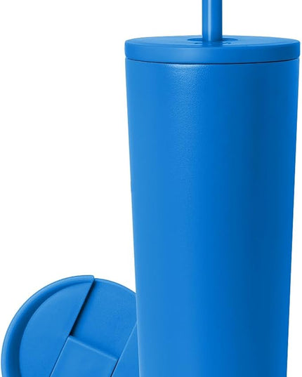 Simple Modern Insulated Tumbler with Lid and Straw | Iced Coffee Cup Reusable Stainless Steel Water Bottle Travel Mug | Gifts for Women Men Her Him | Classic Collection | 24oz | Supersonic Blue