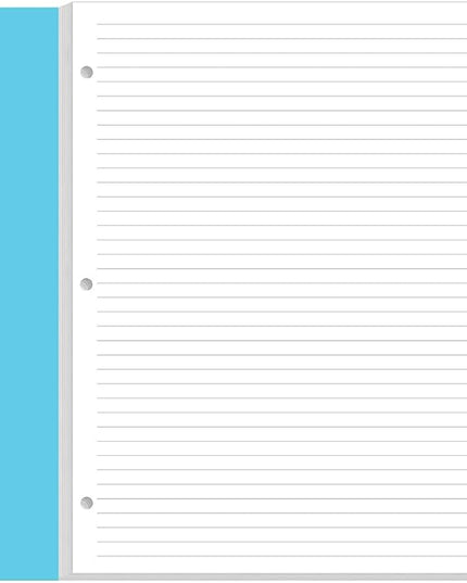 3 Hole Lined Paper for A4 Binder - 50 Sheets/100 Pages Loose Leaf Paper Line Refills, 5 Sheets Dividers, 8.5" x 11"