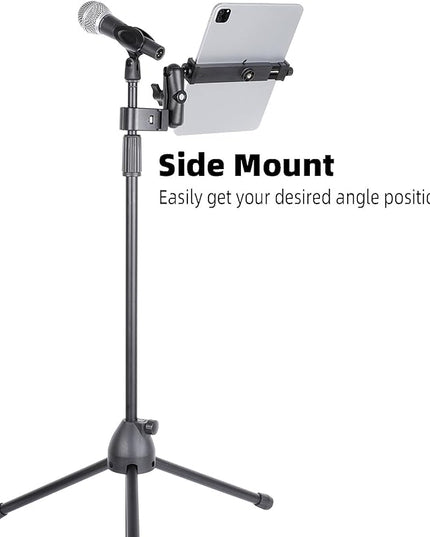 FPN iPad Holder - Side Mount Tablet Holder for Mic Stand, Dual 360 Rotatable Adjustable for iPad Pro 12.9 Air Mini and Other 6.5-15" Tablets